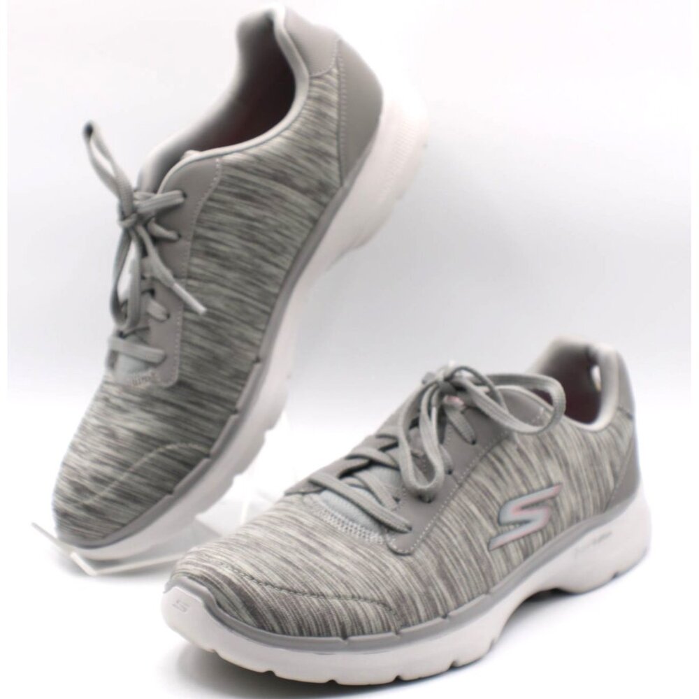 Skechers Go Walk 6 Walking Shoes Womens 9.5 Hyper Pillars Soles Gray Athletic